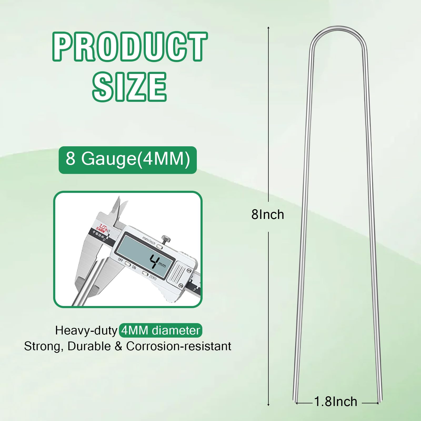 FUIJOL galvanized 8-inch stakes with beveled tip for easy soil penetration