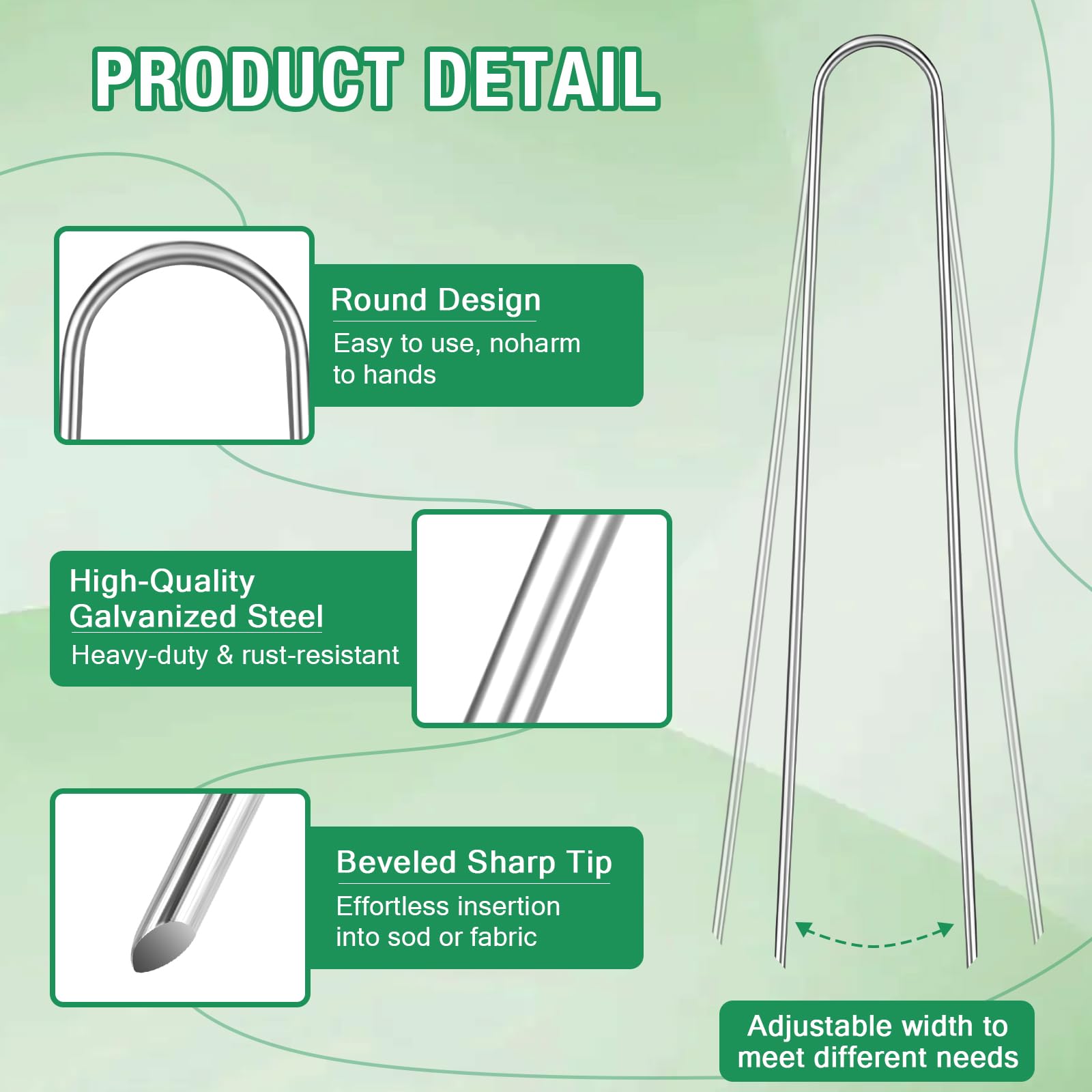 FUIJOL galvanized steel landscape stakes, 8-inch, rust-resistant