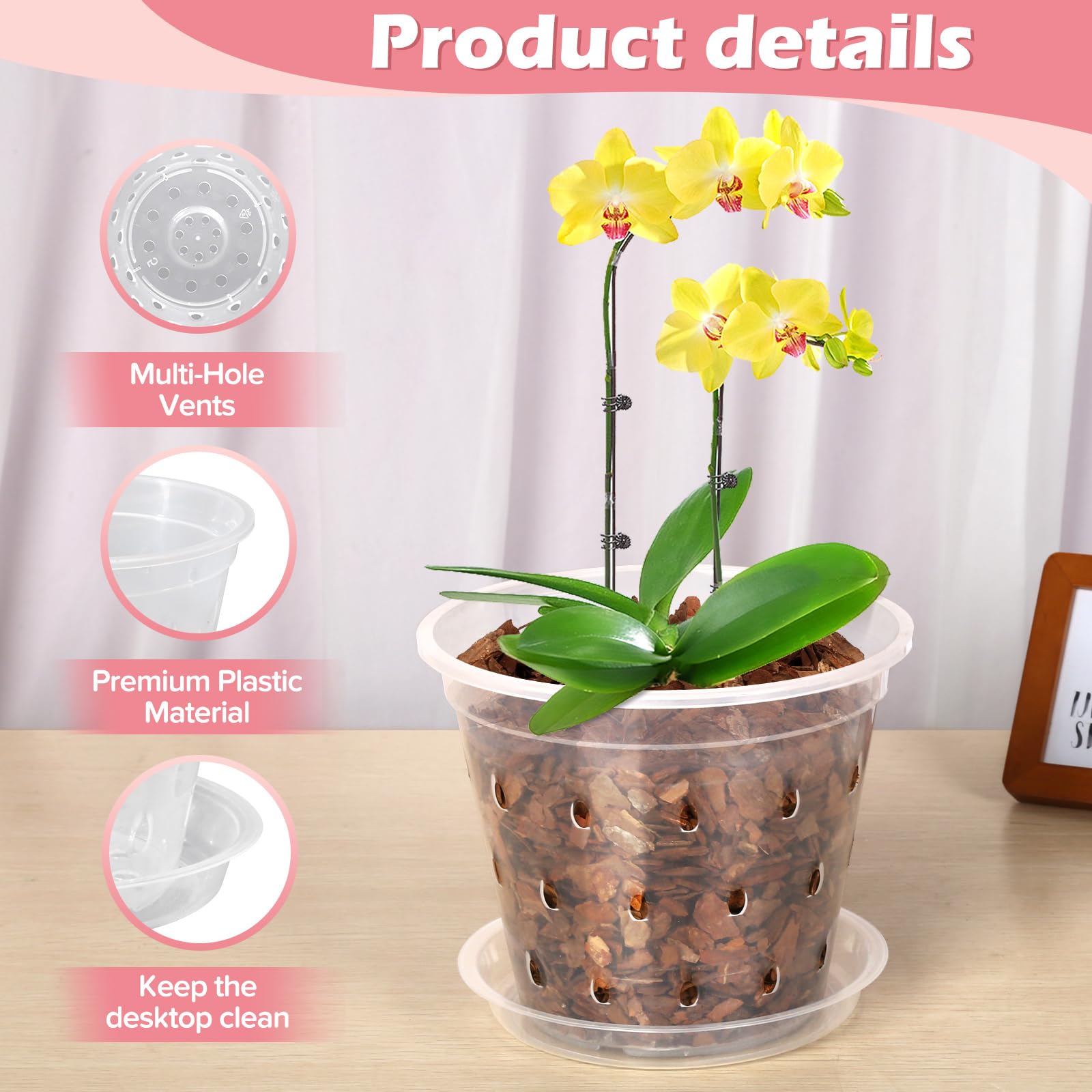FUIJOL orchid pot clear walls for quick root health observation.