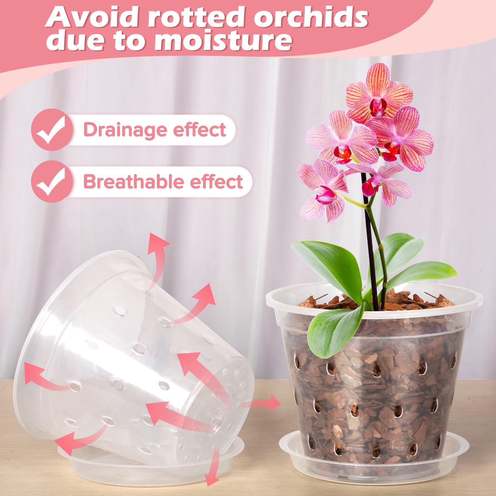FUIJOL orchid pot showing side ventilation holes for airflow.