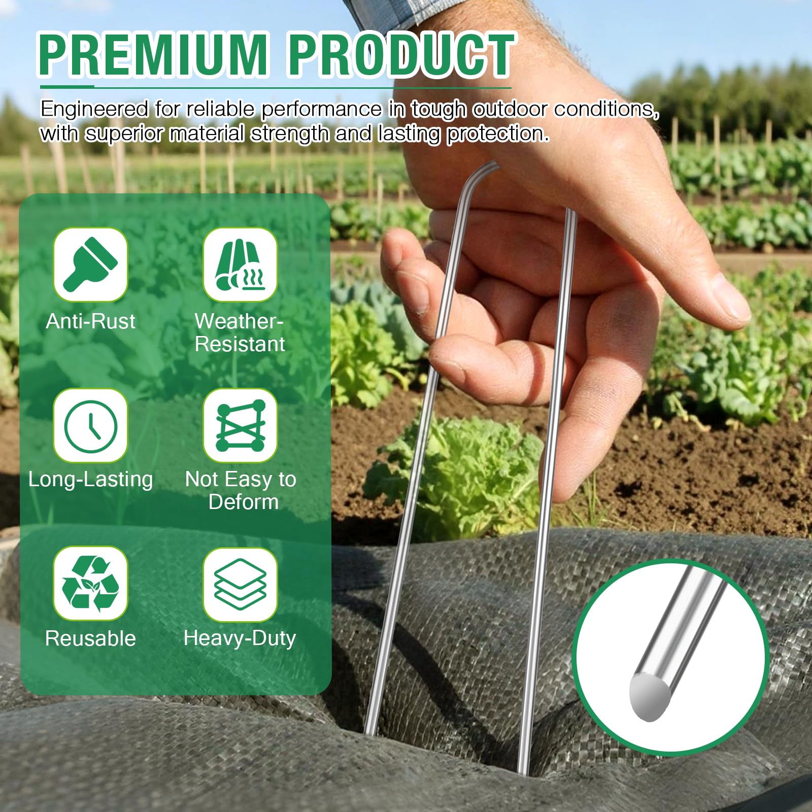 FUIJOL rust-resistant stakes deliver durability in tough soil and weather.