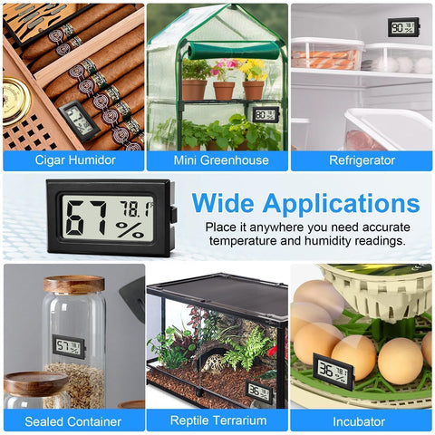 Fuitnerd hygrometer with standard back adhesive for walls, easy mounting