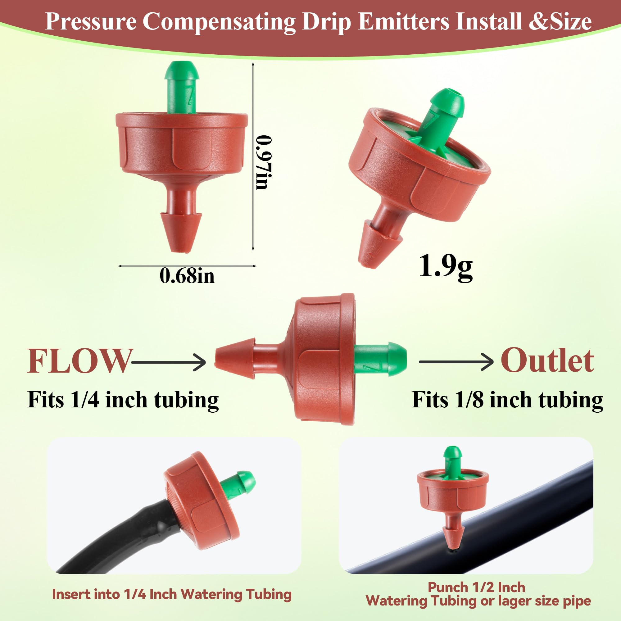FULAIERGD drippers installation shows easy tubing connections and 1/4 inch holes