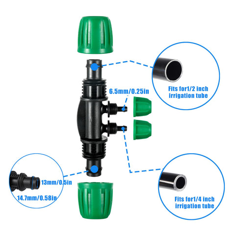 FULAIERGD 1/2-to-1/4-inch tee enables easy size conversion for hoses.