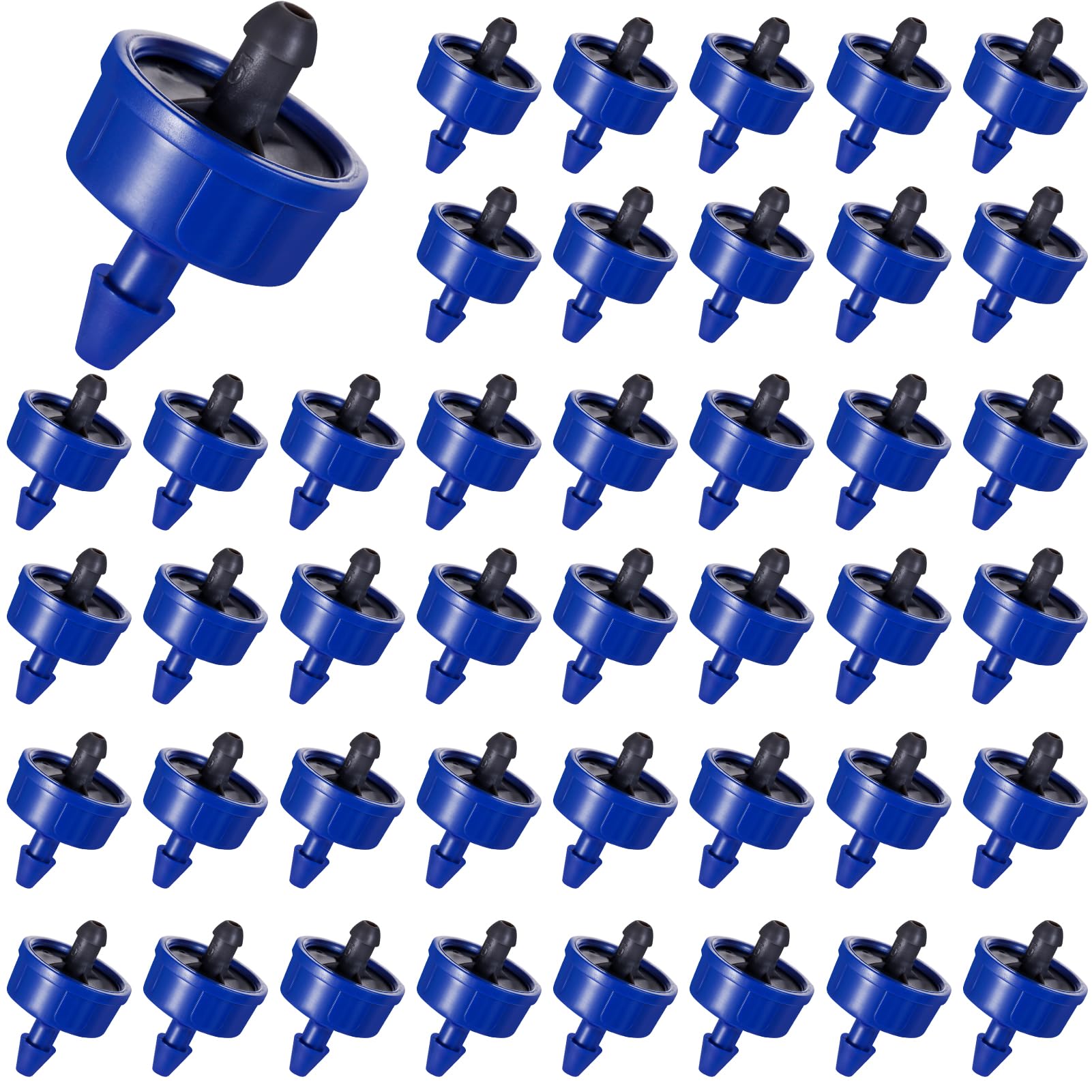 FULAIERGD 1 GPH drip emitter close-up showing precise flow and seal.