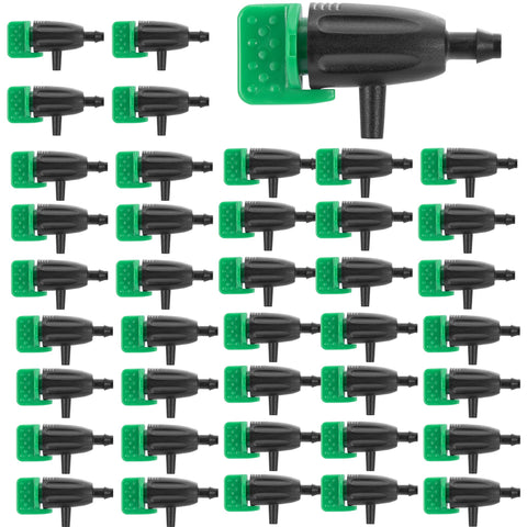 FULAIERGD 50pcs adjustable-drippers with 360° rotation for precise garden watering.