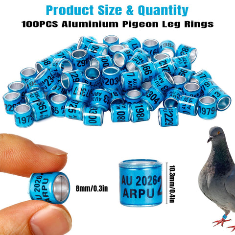 FULAIERGD blue pigeon leg rings closeup shows numbered tag for easy tracking.