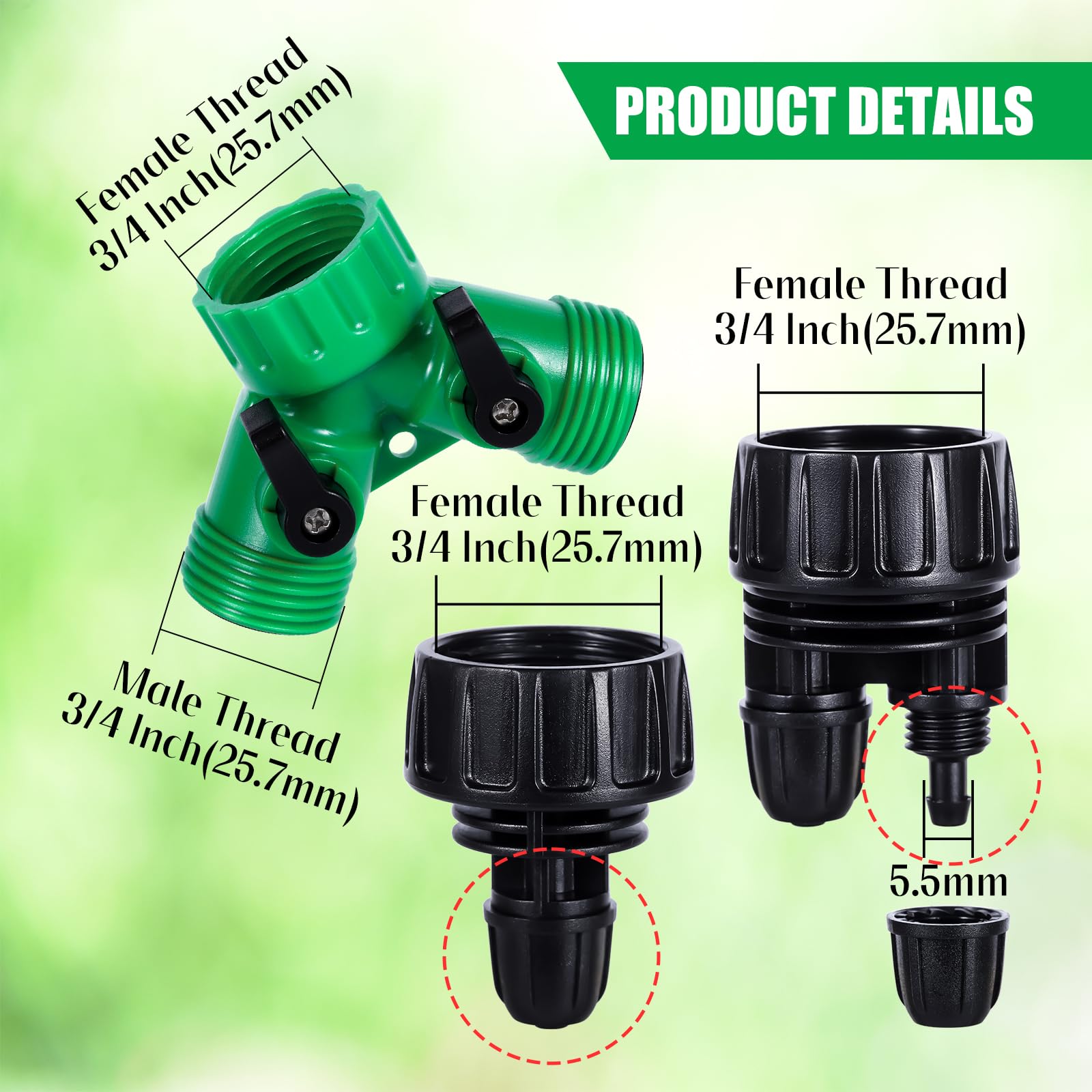 FULAIERGD double head hose adapter ensuring secure, leak-free connections.
