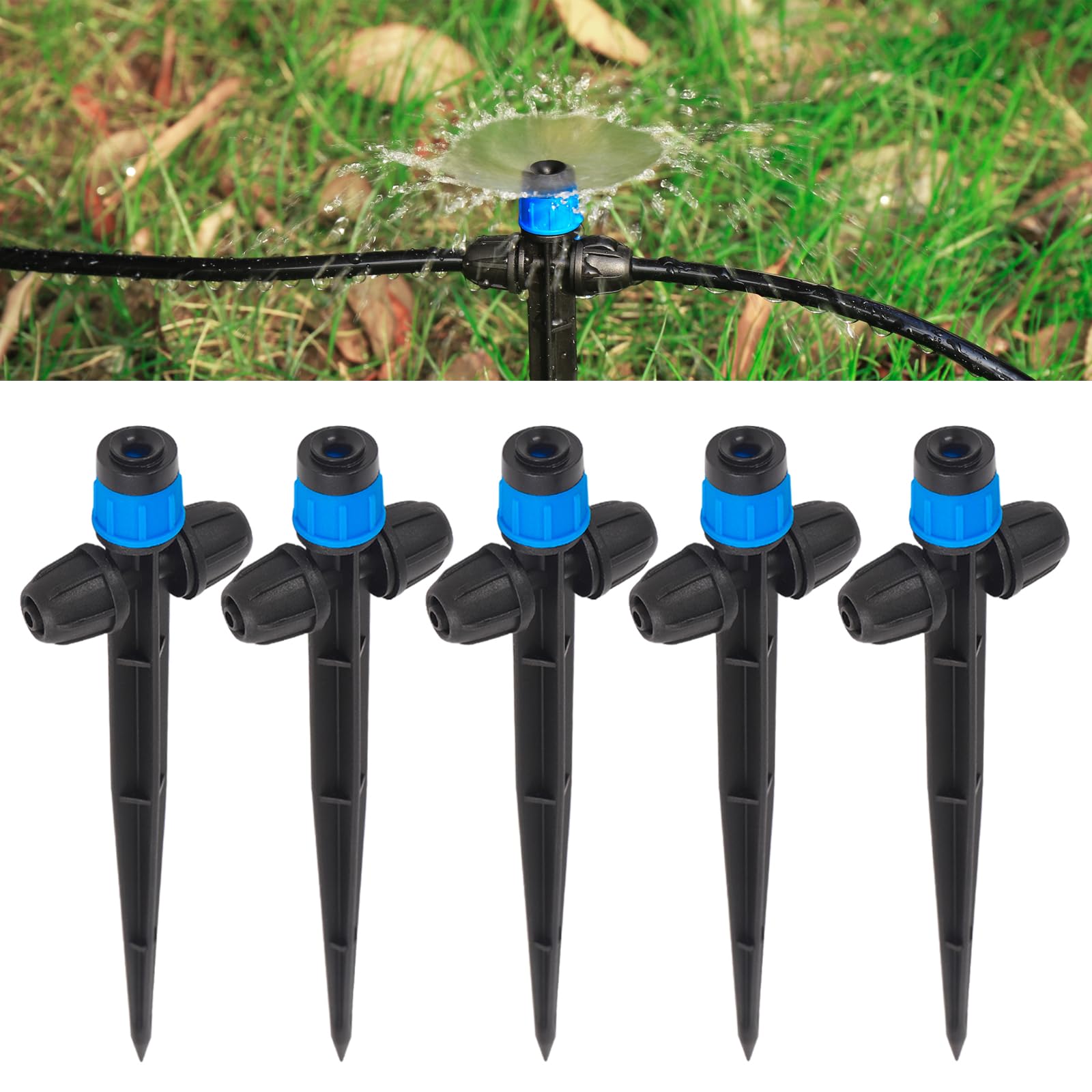 FULAIERGD drip emitter 360-degree flow on stake for even garden coverage