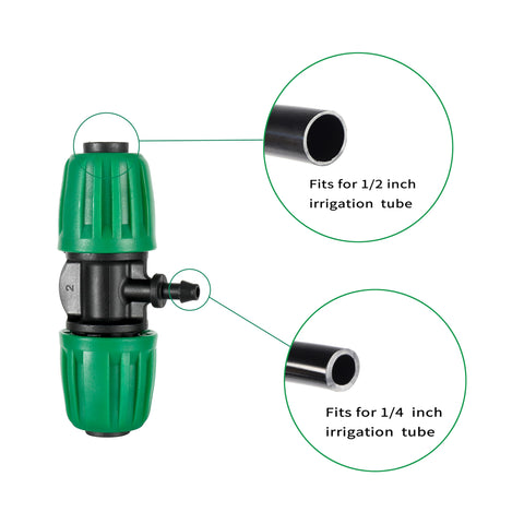 FULAIERGD 1/2 to 1/4 inch tee enables easy distribution across drip lines.