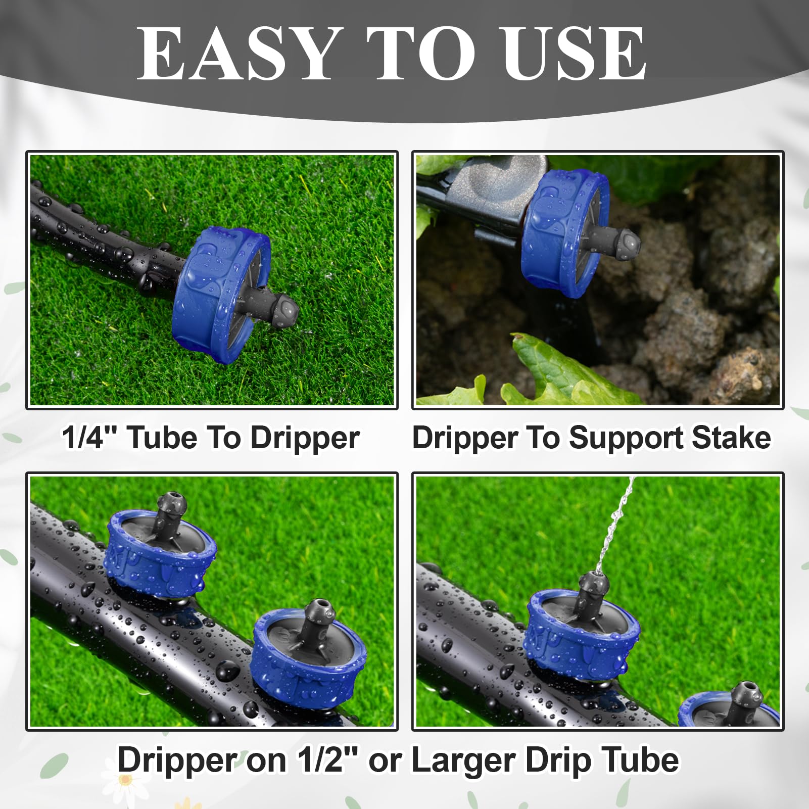Fulaiergd garden and greenhouse setup using emitters for even moisture.