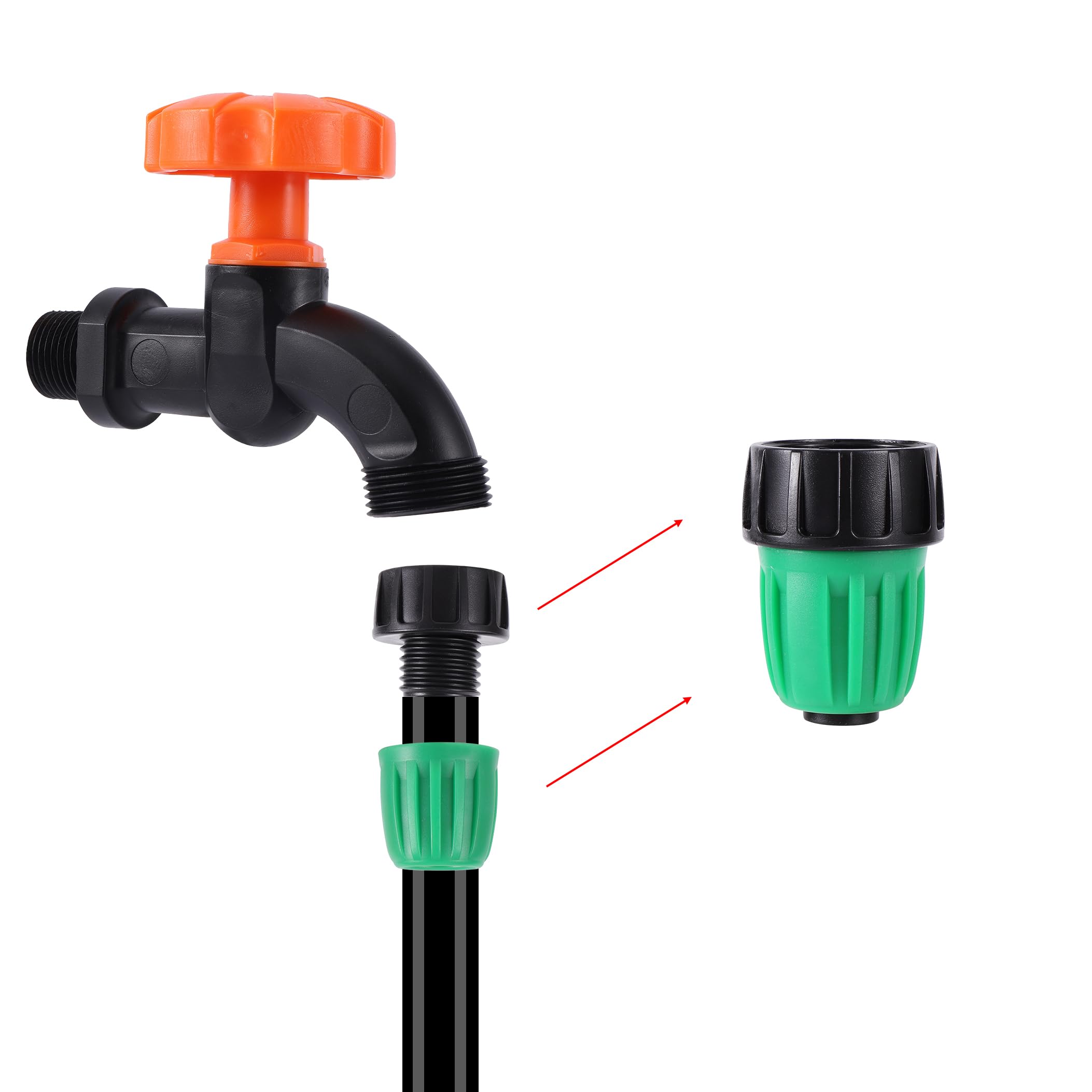 FULAIERGD adapters used on an outdoor garden faucet for irrigation setup.