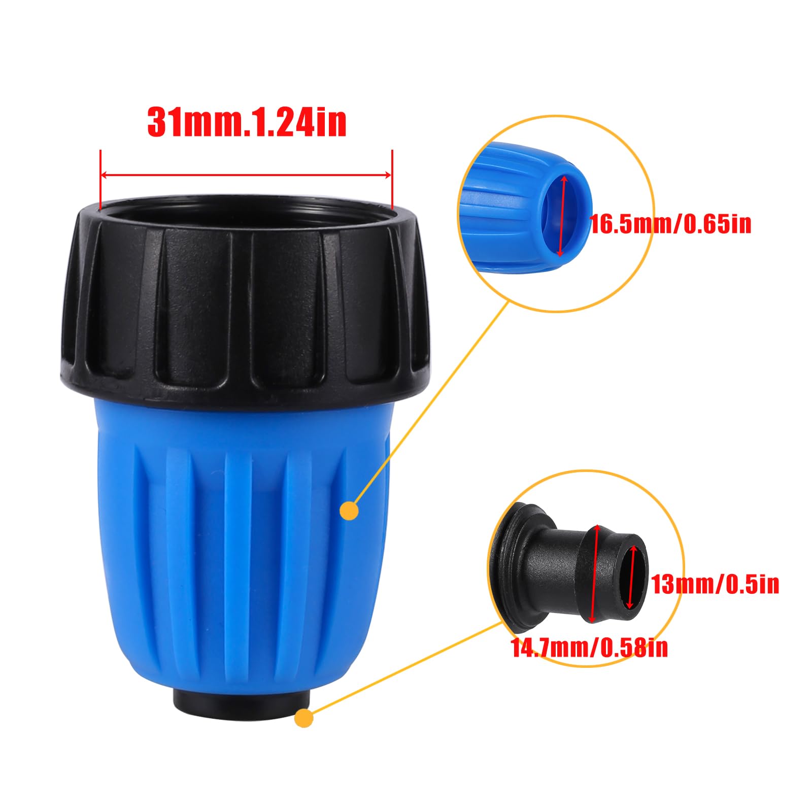FULAIERGD plastic irrigation adapter assembly demonstrates secure, DIY-ready fit