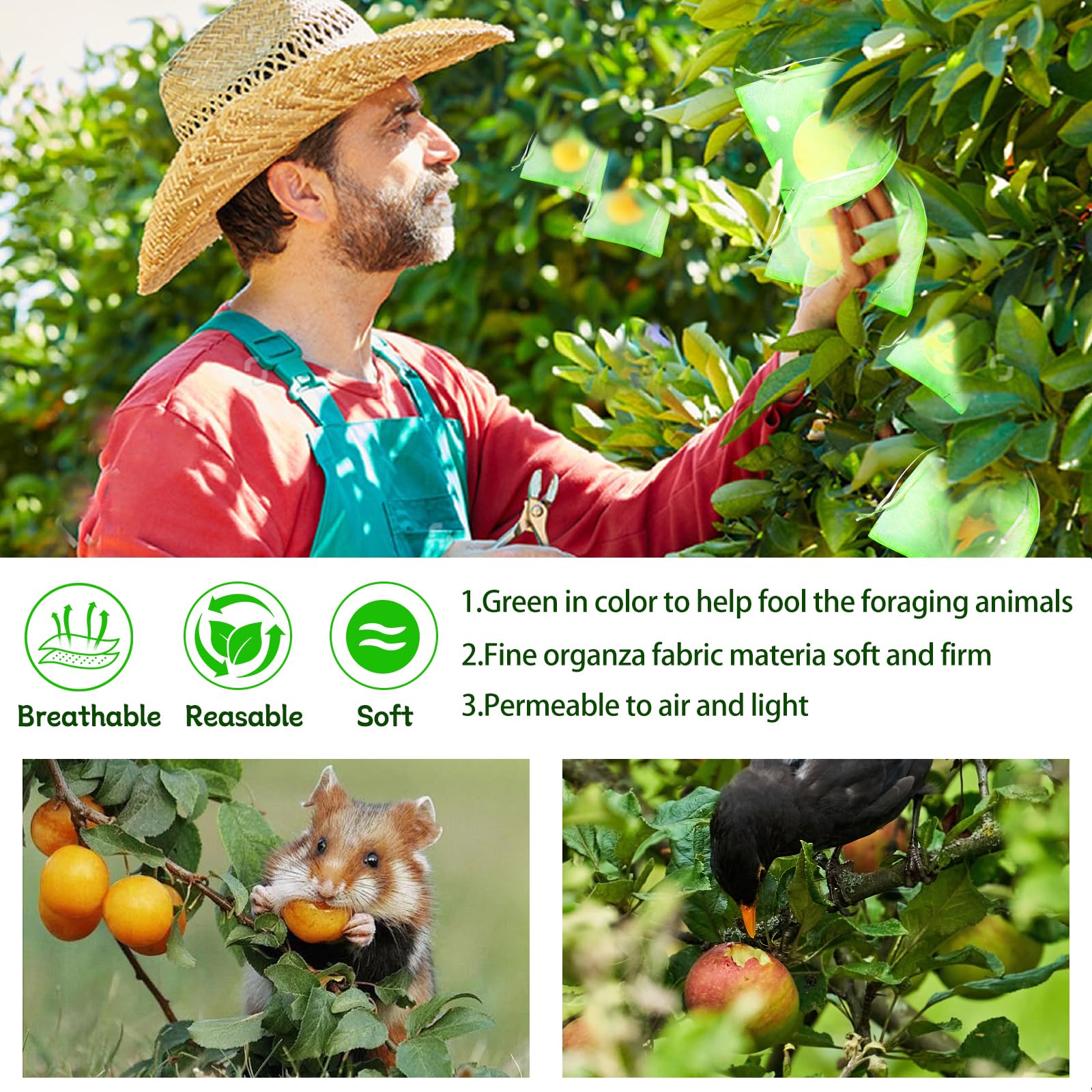fulasiteu breathable bags allow sunlight and air for healthy fruit development