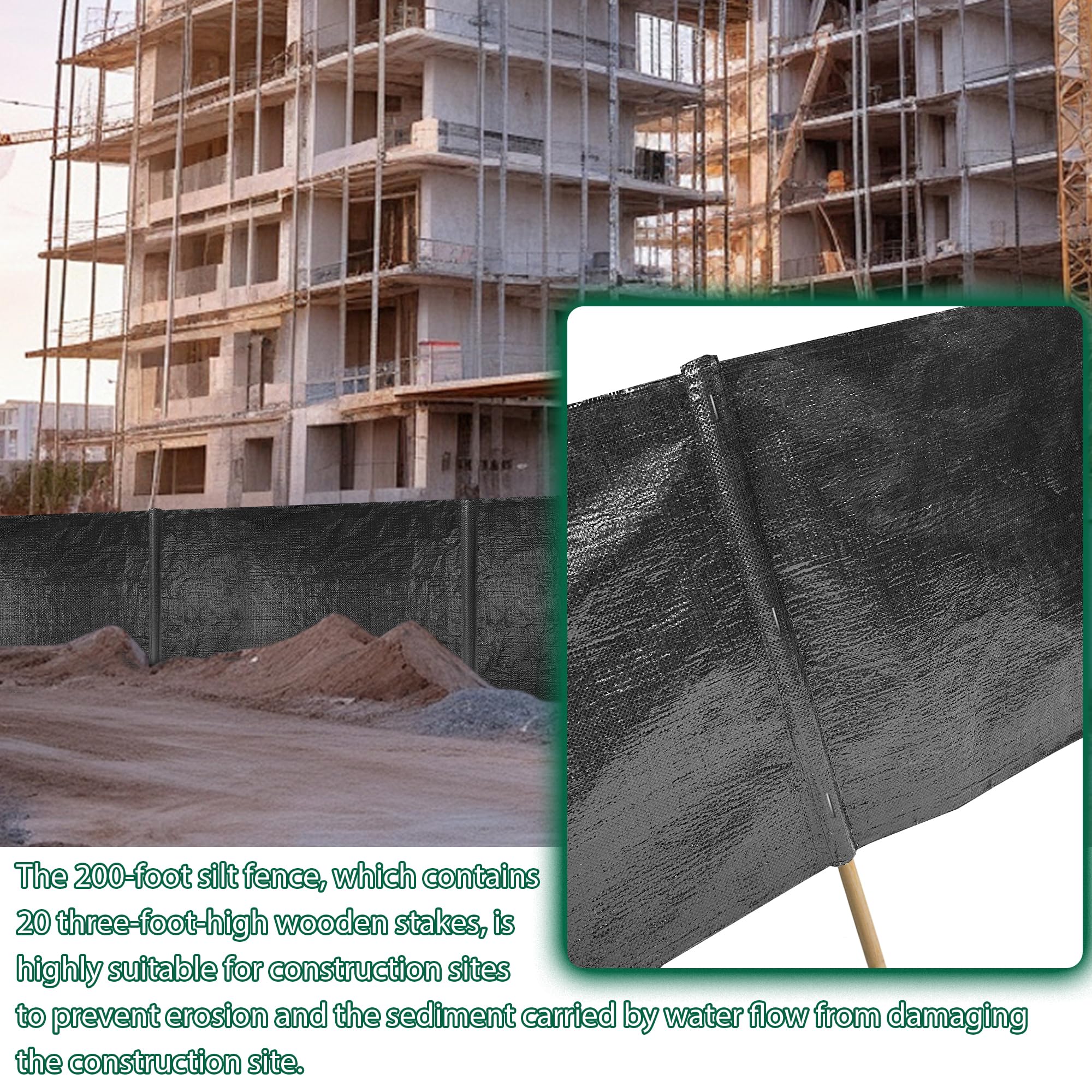 Site installation of FULEIYA silt fence showing quick setup and alignment