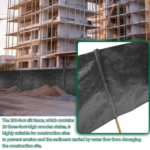 Site installation of FULEIYA silt fence showing quick setup and alignment