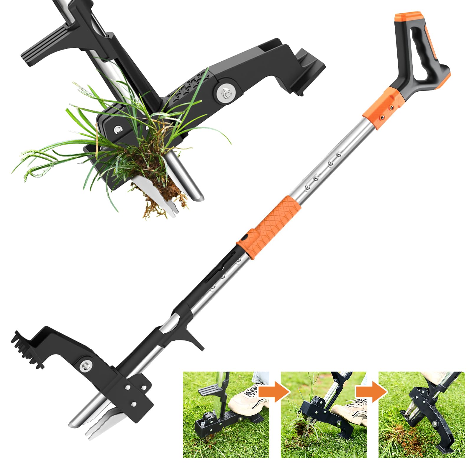 Fulljion stand-up weed puller demonstrates ergonomic design for comfortable gardening.