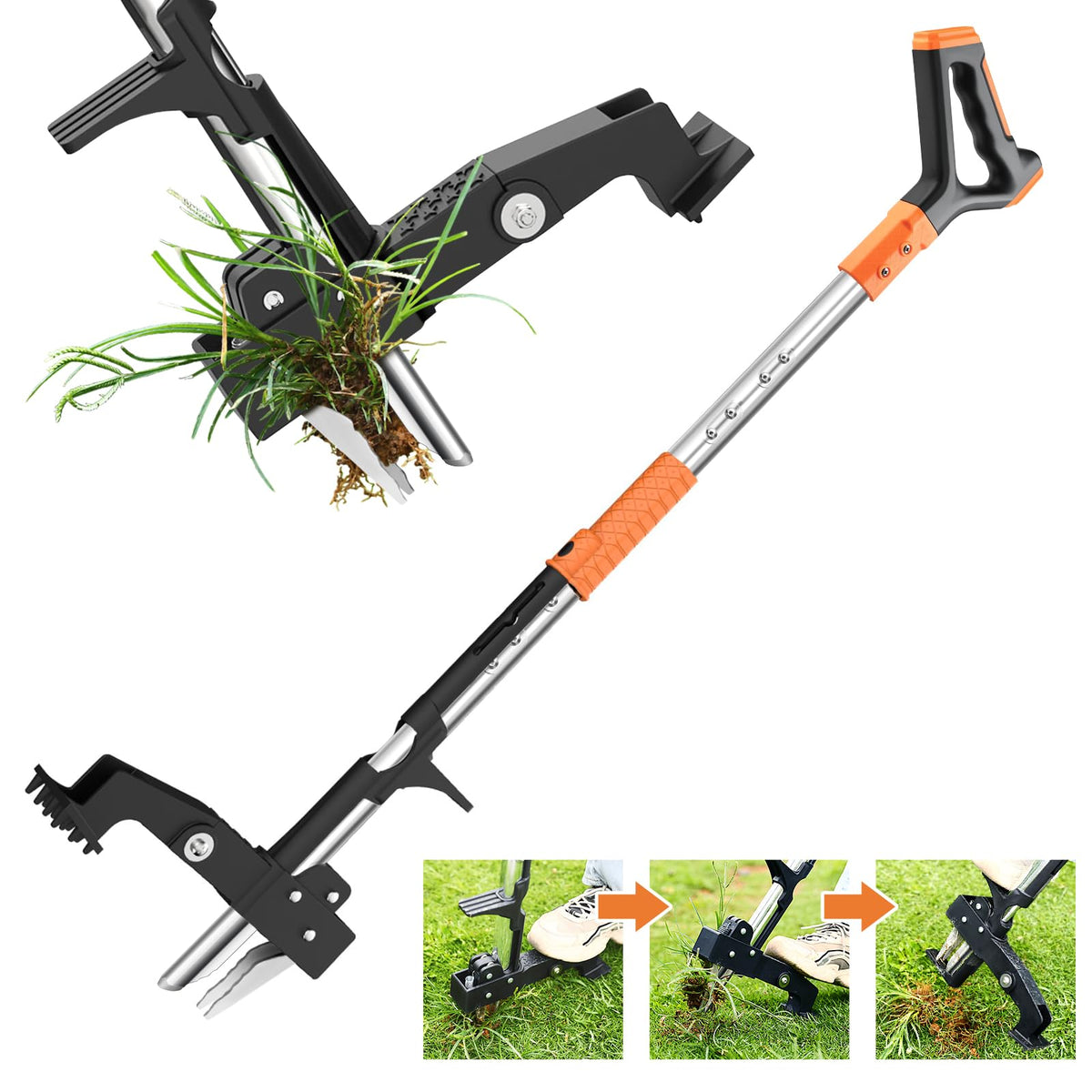 Fulljion stand-up weed puller demonstrates ergonomic design for comfortable gardening.