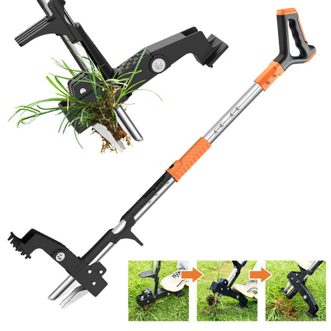 Fulljion stand-up weed puller demonstrates ergonomic design for comfortable gardening.