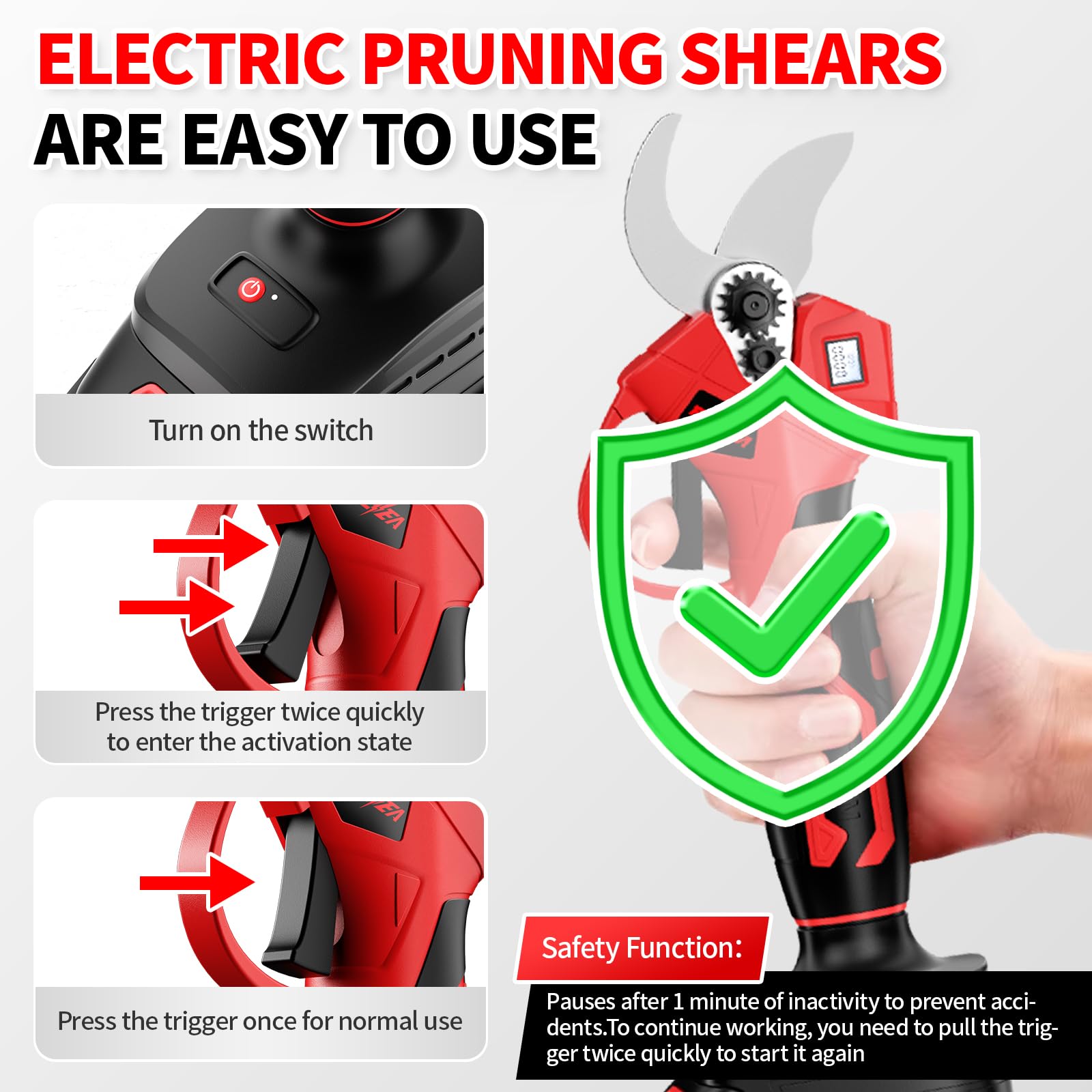Fullyea ergonomic handle design reduces fatigue during extended pruning tasks.