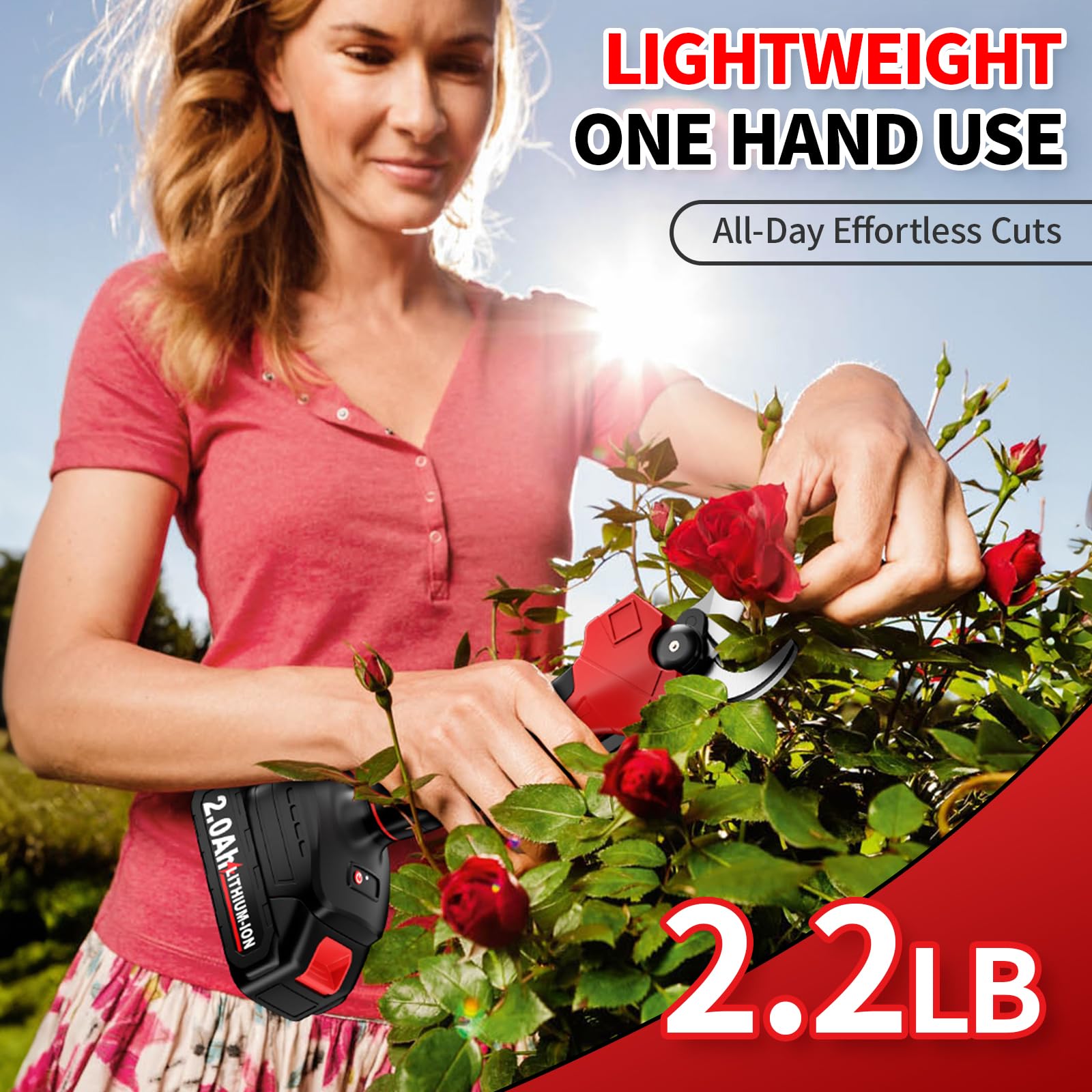 Fullyea kit includes two 21V 2.0Ah batteries to extend pruning sessions.