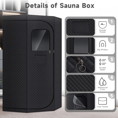 Fulove Sauna Box portable assembly demonstrating tool-free setup for home use