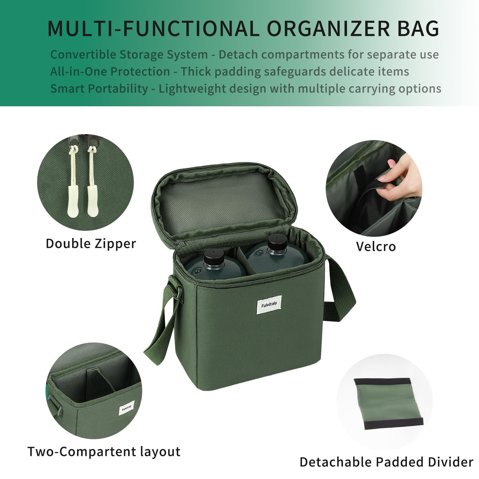 Fulvitaly bag with reinforced strap anchors and durable zipper