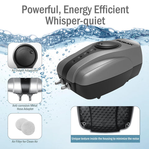 FUMAK All-in-One Pond Aerator tubing setup demonstrates easy aeration customization for 1000-gallon ponds.
