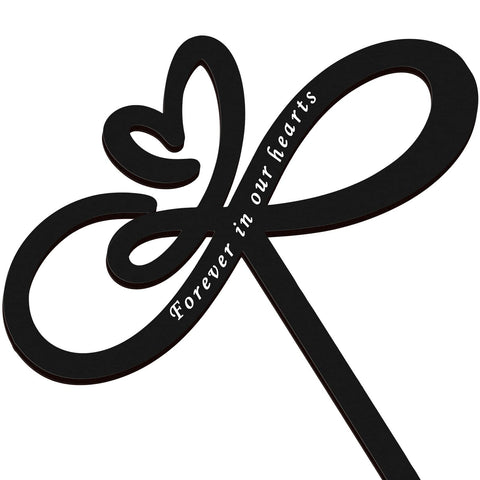 Fumete forever in our hearts stake displayed outdoors in a garden setting