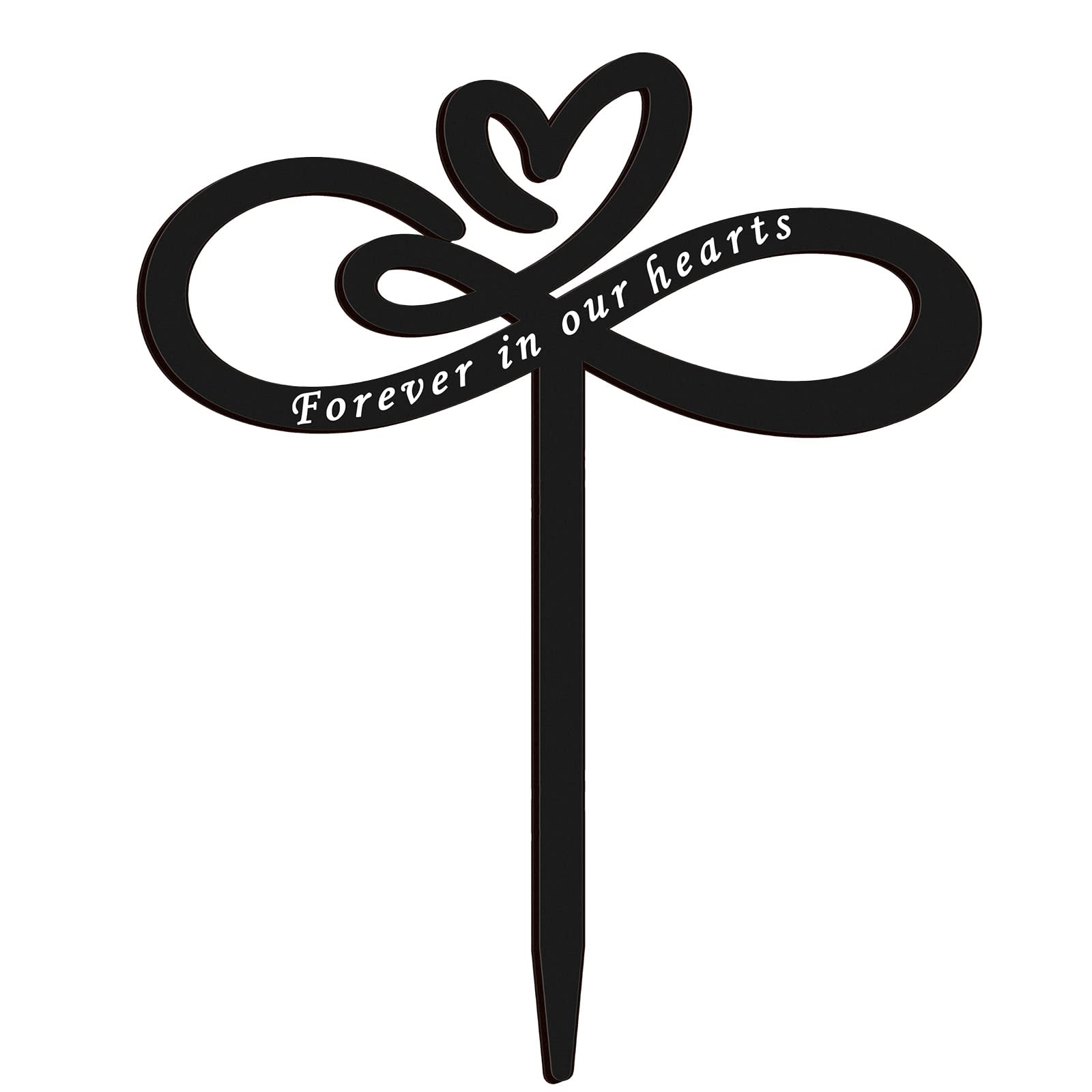 Fumete heart memorial plaque stake in black for garden remembrance and outdoor display