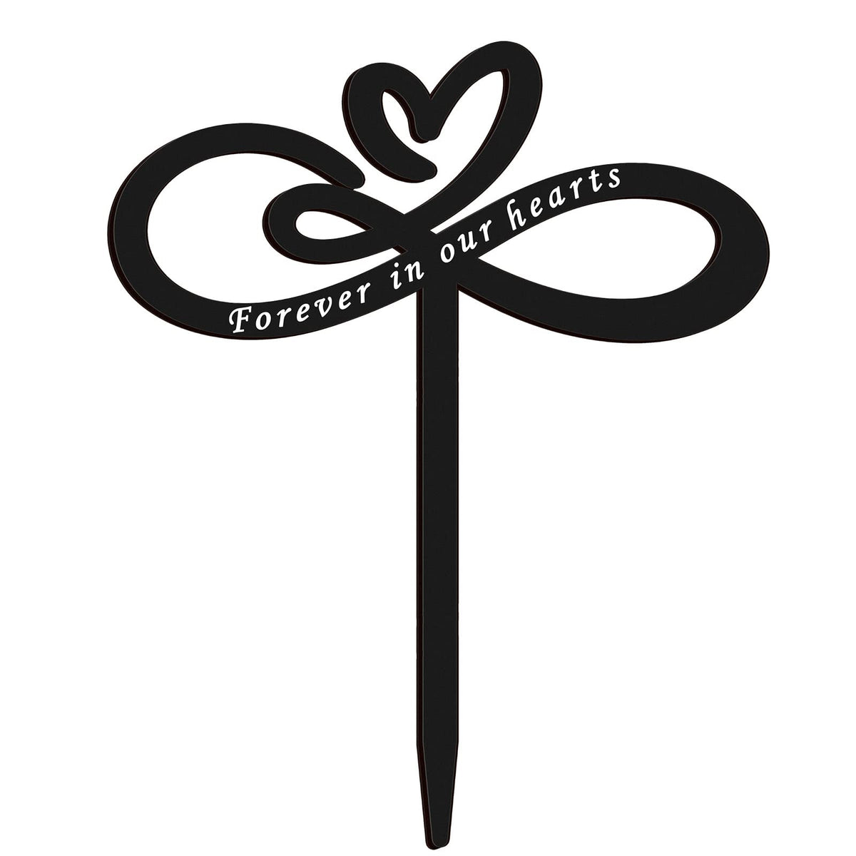Fumete heart memorial plaque stake in black for garden remembrance and outdoor display