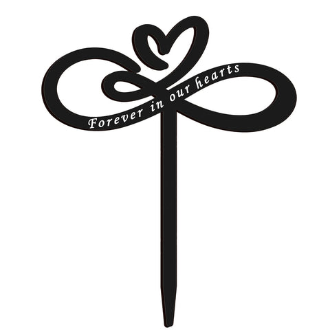 Fumete heart memorial plaque stake in black for garden remembrance and outdoor display