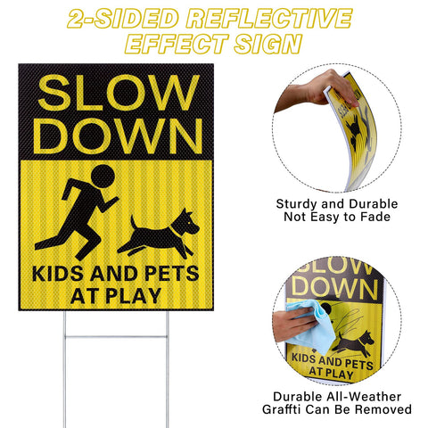 Fumete reflective honeycomb sign enhances visibility in sun or dusk.