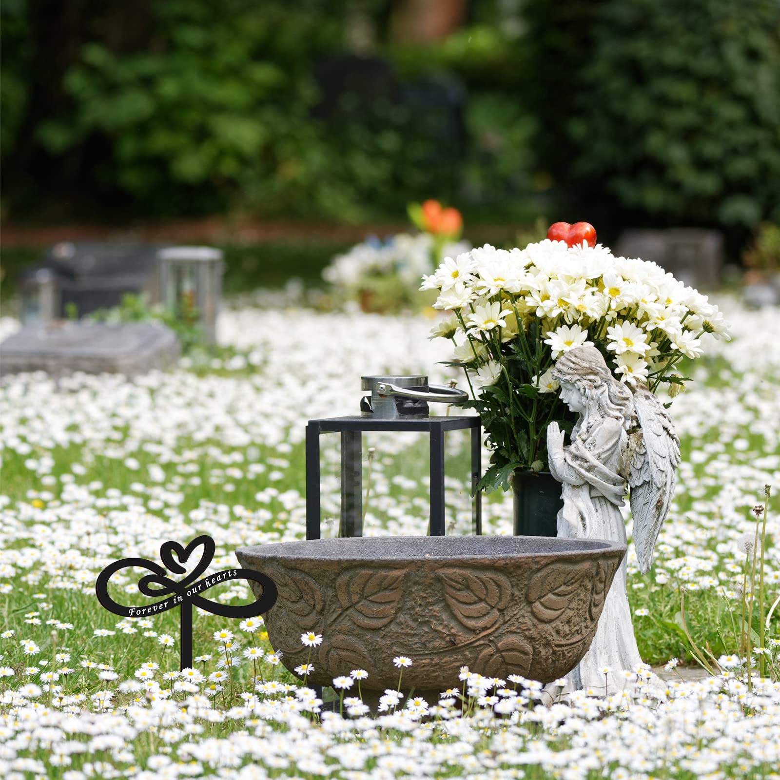 Fumete rustproof memorial stake outdoors against a light background