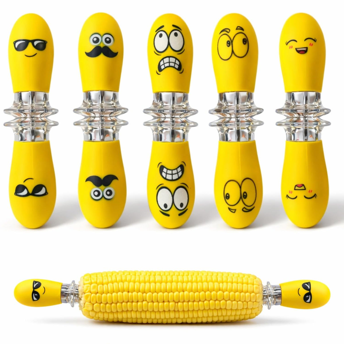 Fumiko Fun Faces corn holders showcase playful design for a crowd-pleasing corn on the cob
