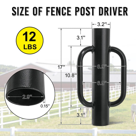 Fumingpal 12lb post pounder with handle for efficient driving.
