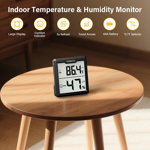 FUMMDUS air comfort indicator icons show indoor conditions at a glance.
