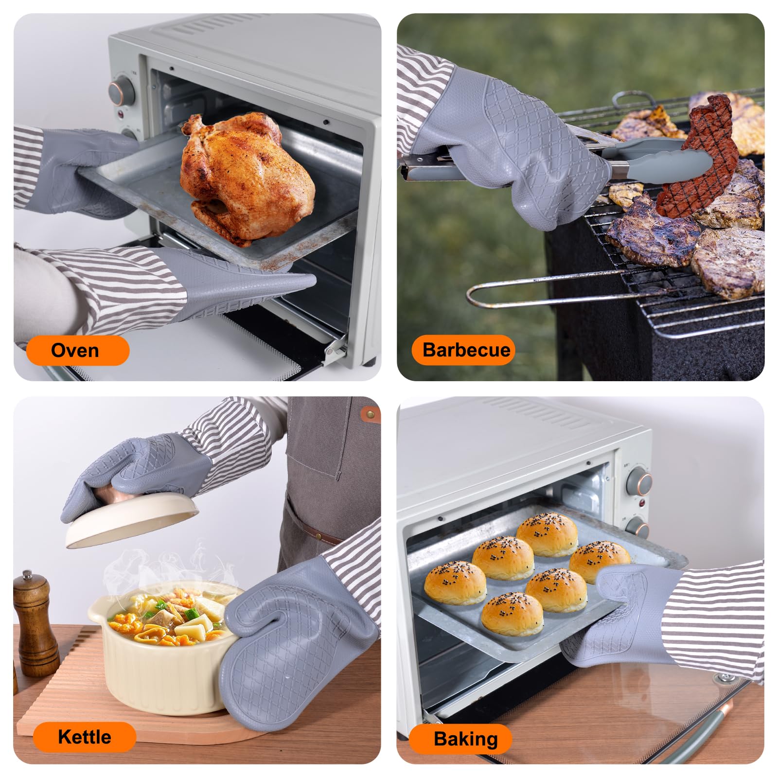 FunSiltasy heat protection up to 484°F makes grilling safer