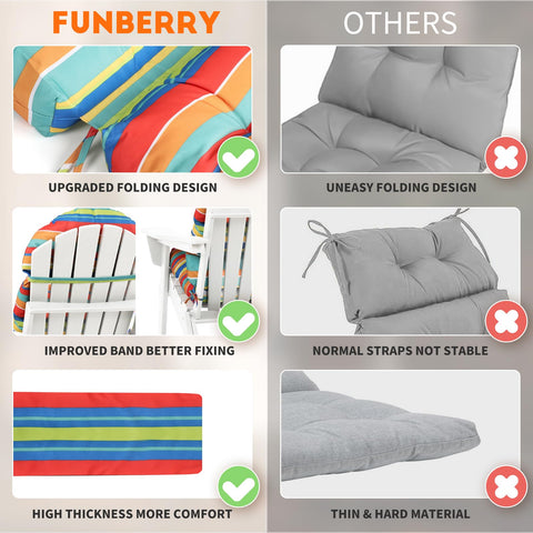 Funberry Adirondack chair cushions side profile highlight non-slip straps