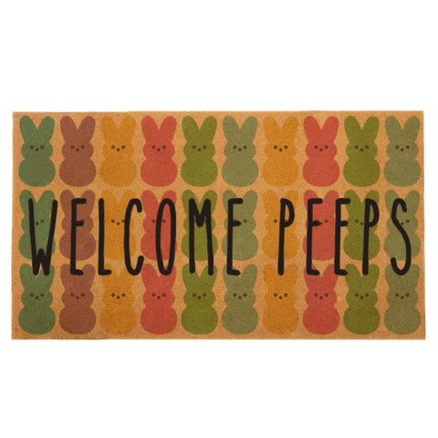 FUND AMLIGHT Easter Door Mat with Peeps bunnies welcomes guests at the entry