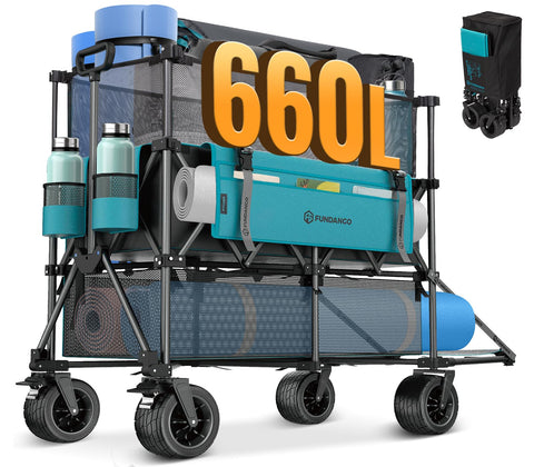 Fundango Double Decker Wagon showing 660L capacity for large outdoor loads.