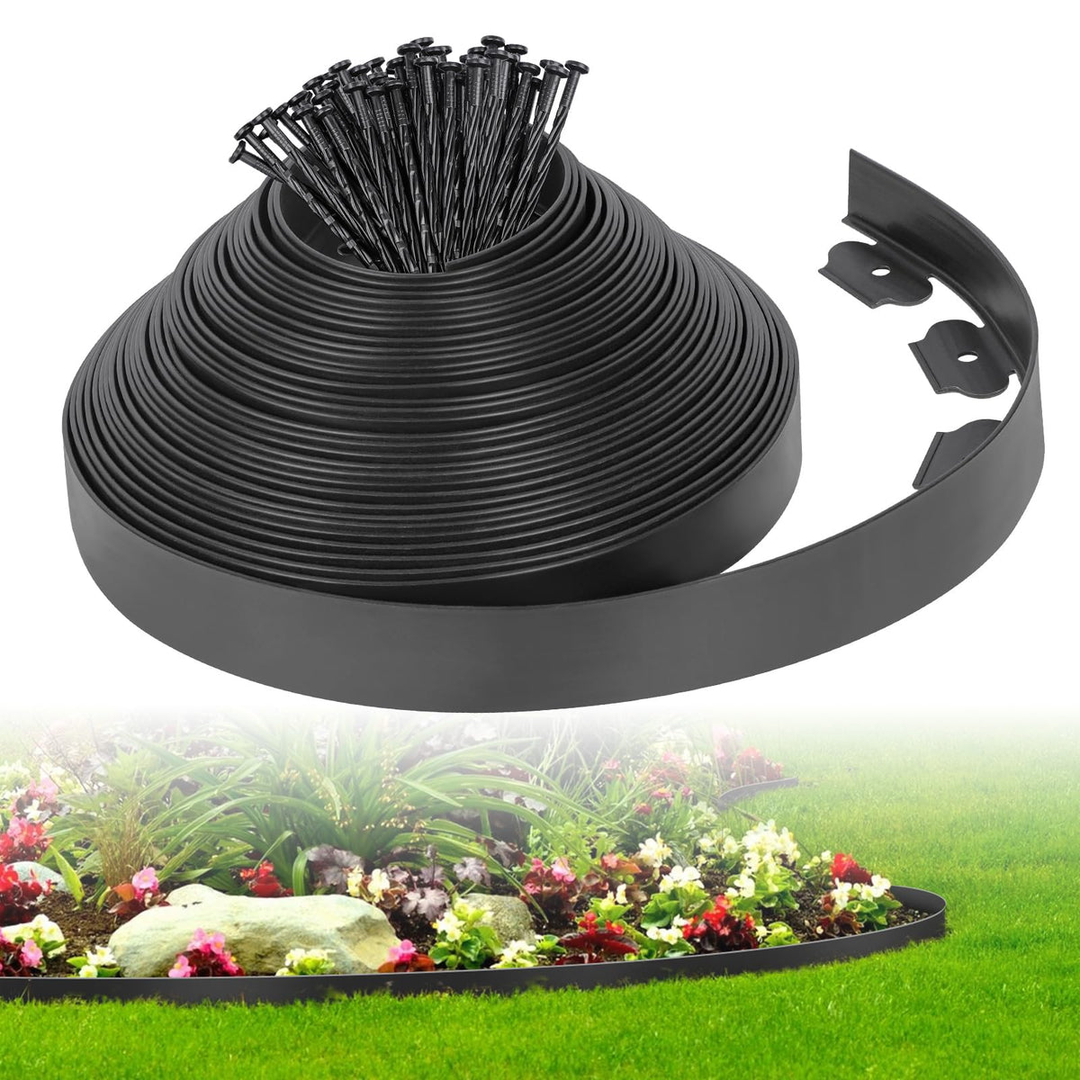FunFanso 2-Inch landscape edging border highlights crisp lawn edges and easy installation.