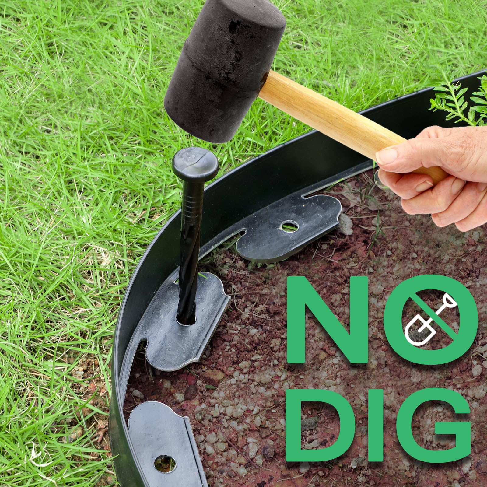 FunFanso 75-spikes kit secures edging for stable lawn borders.