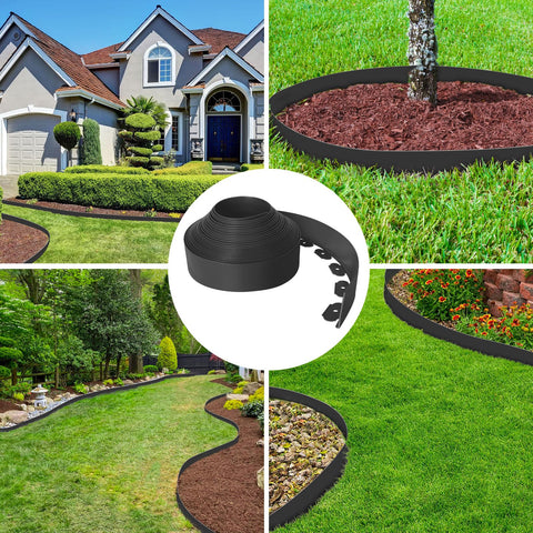 FunFanso black edging border kit highlights tidy yard borders.