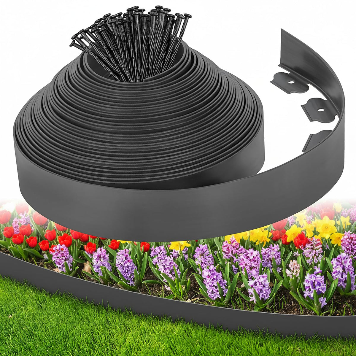 FunFanso border assembly kit demonstrates easy no-dig setup for borders.