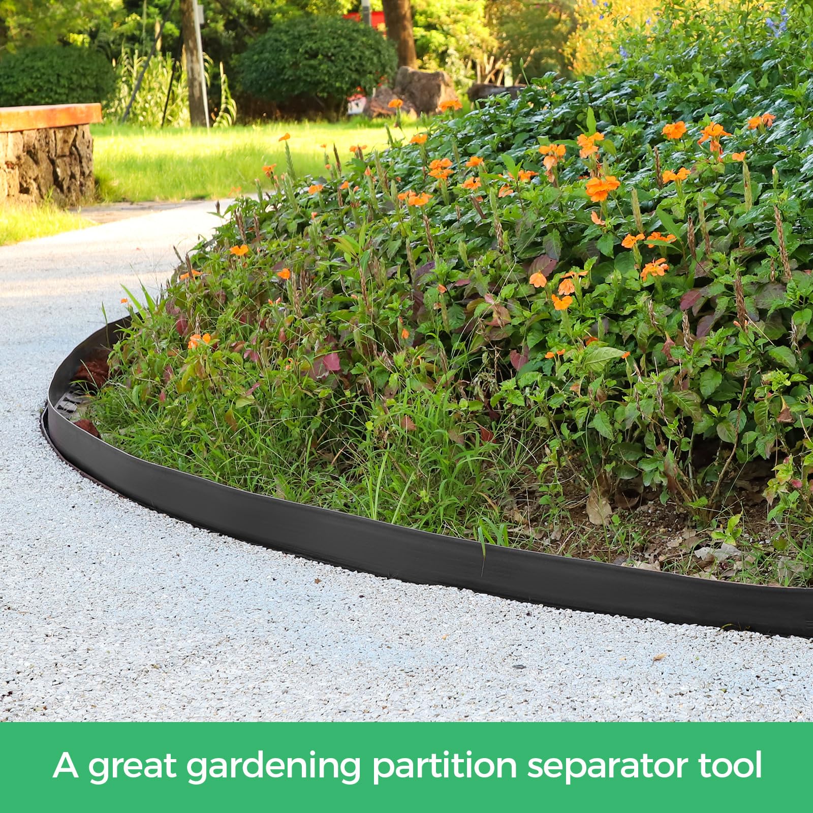 FunFanso edging trimmed to fit garden and lawn boundaries.