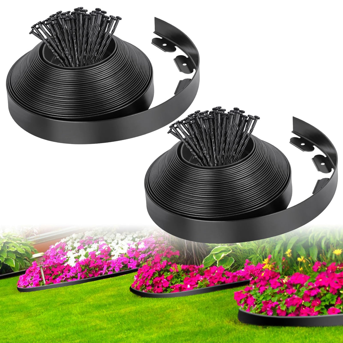 FunFanso landscape edging 66ft black rolled creates clean garden borders for lawns and beds.