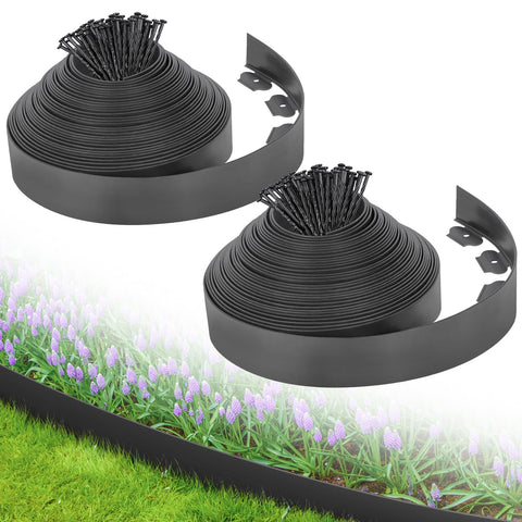 FunFanso landscape edging border kit with 150 stakes for precise, no-dig garden borders.