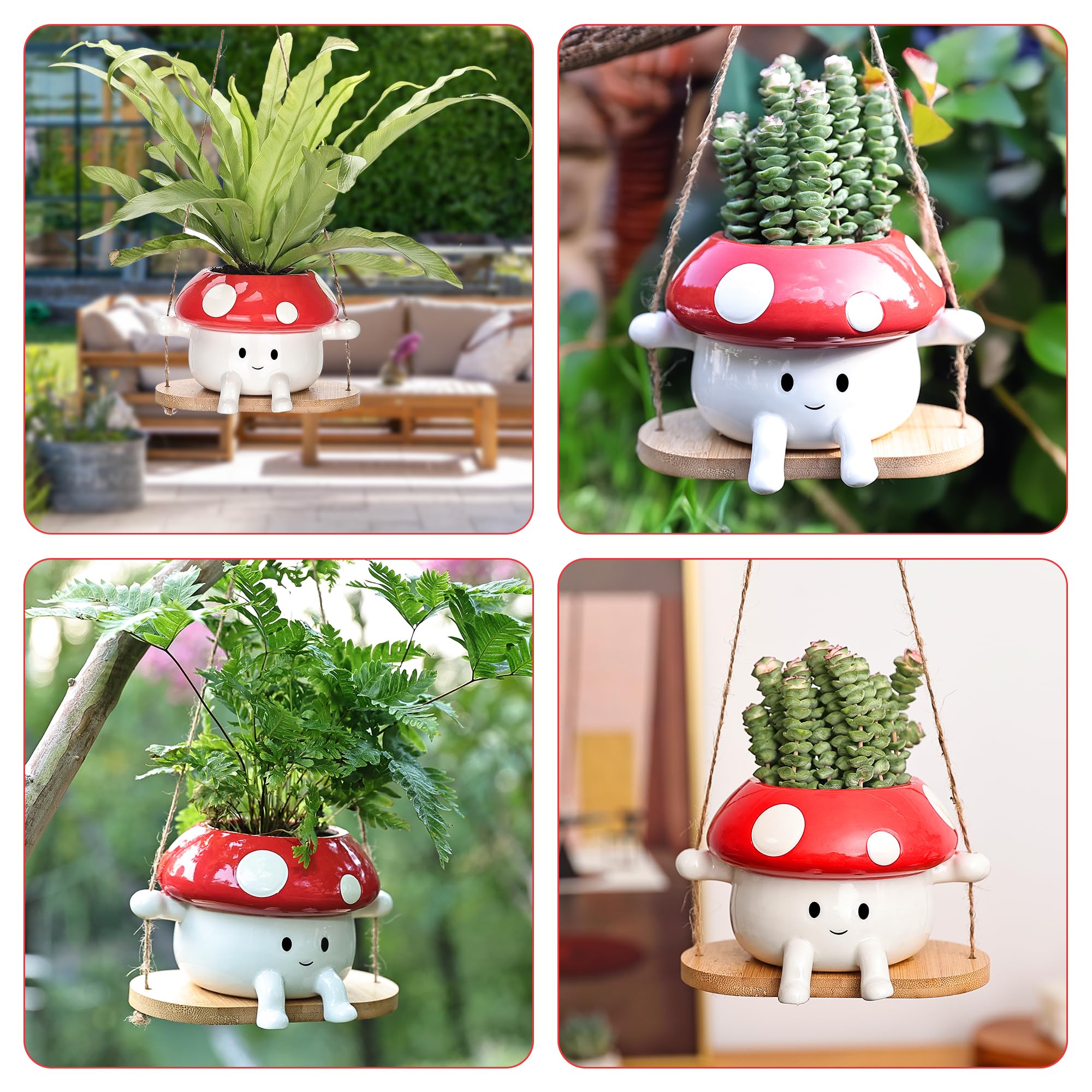Fungi Fun face-detail ceramic planter, showcasing whimsy and craftsmanship.