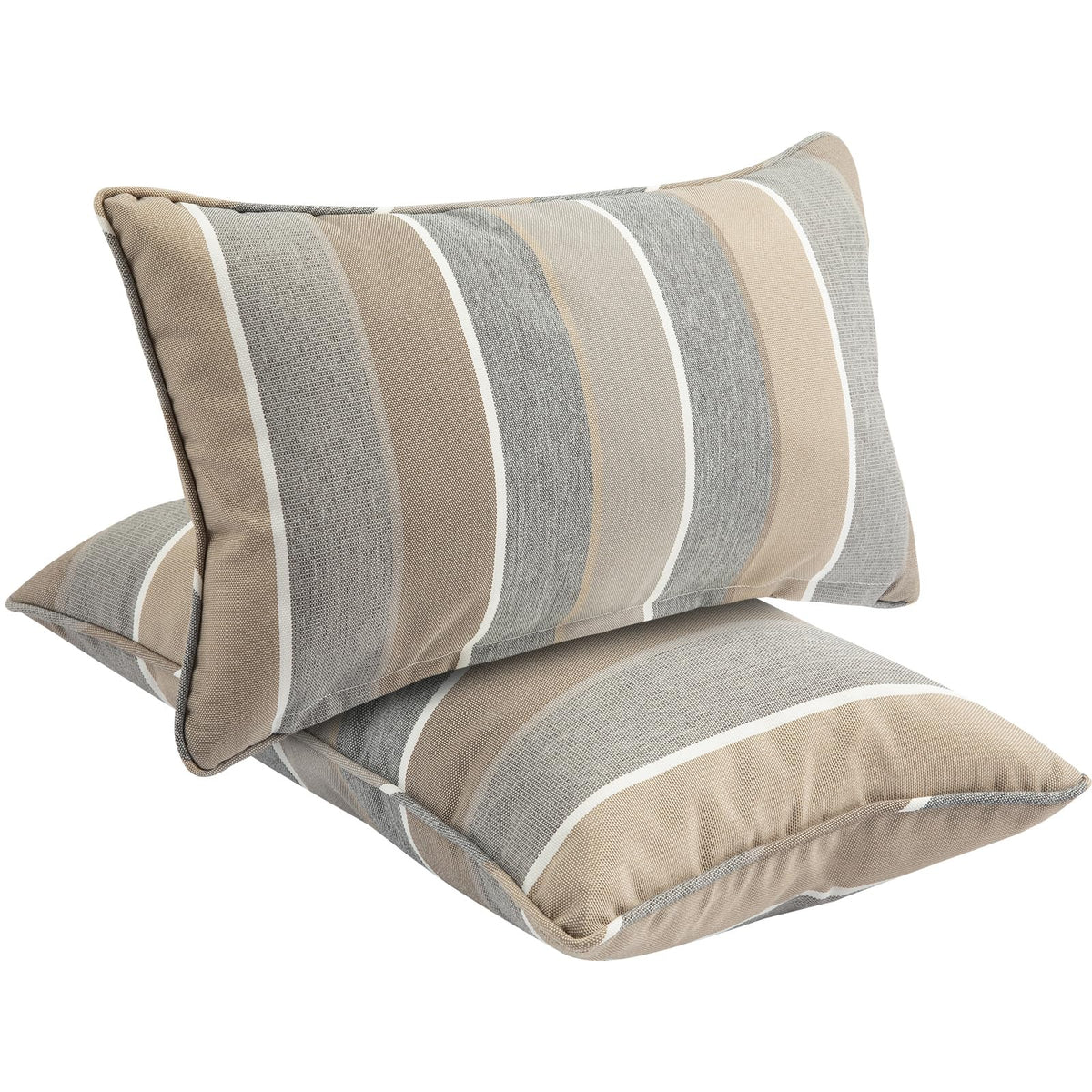 FUNHOME outdoor lumbar pillow 12x20 gray stripe for cozy patio seating